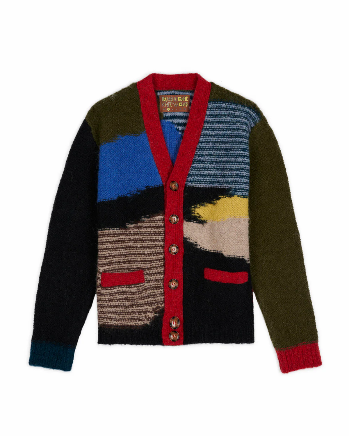 Mixed Pattern Cardigan - Olive Multi