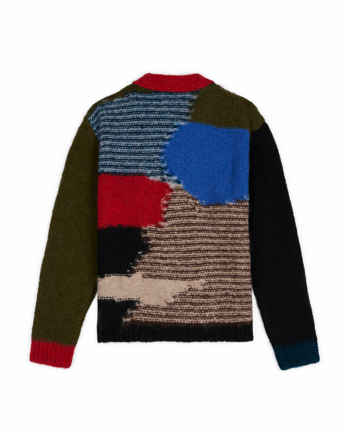 Mixed Pattern Cardigan - Olive Multi - Image 2