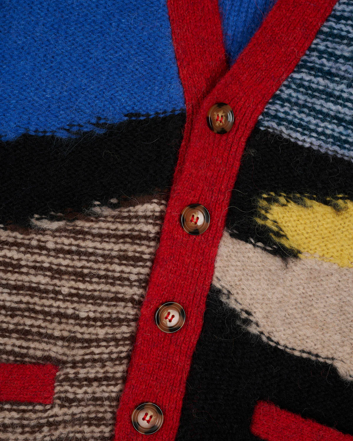 Mixed Pattern Cardigan - Olive Multi - Image 3