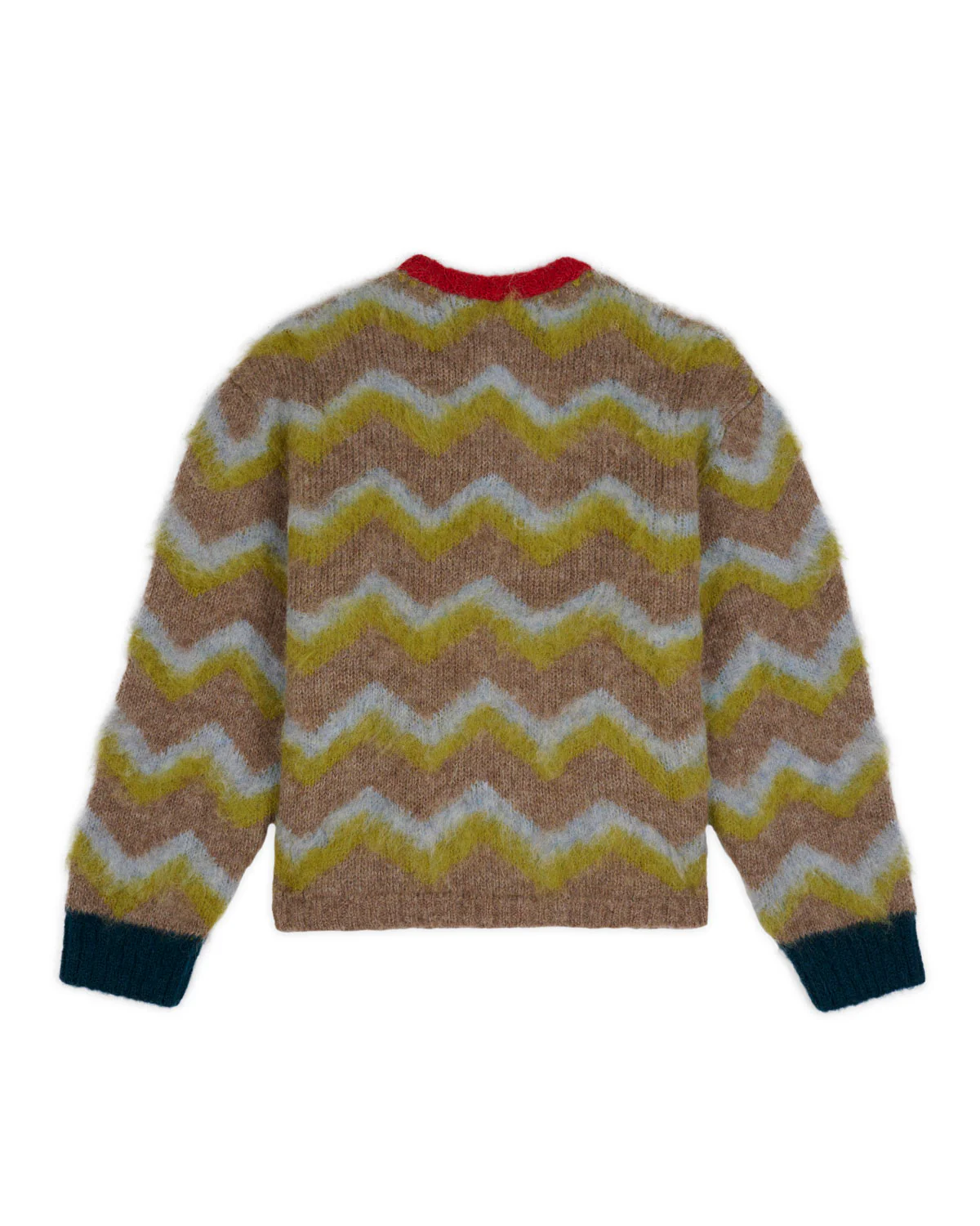 Zig Zag Boxy Knit Sweater - Taupe Multi - Image 3